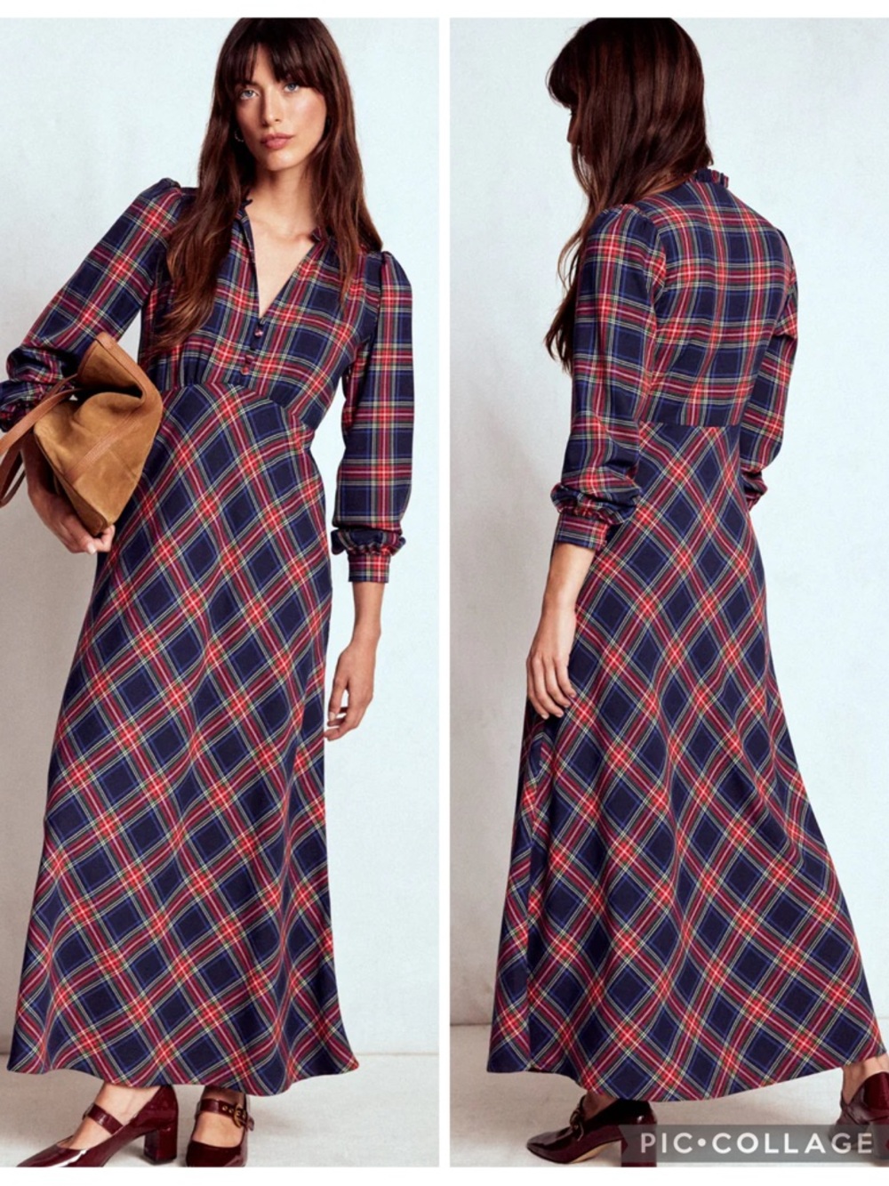 EUC Boden Blue Cassie Tartan Check Long Sleeve Tea Dress
